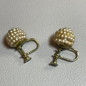 Vintage Seed Bead Screw Back Earrings
